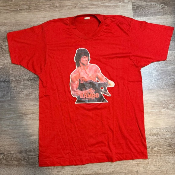 Movie Promo Other - Vintage RARE 80s Rambo First Blood Part II T-Shirt Red Single Stitch USA Made L